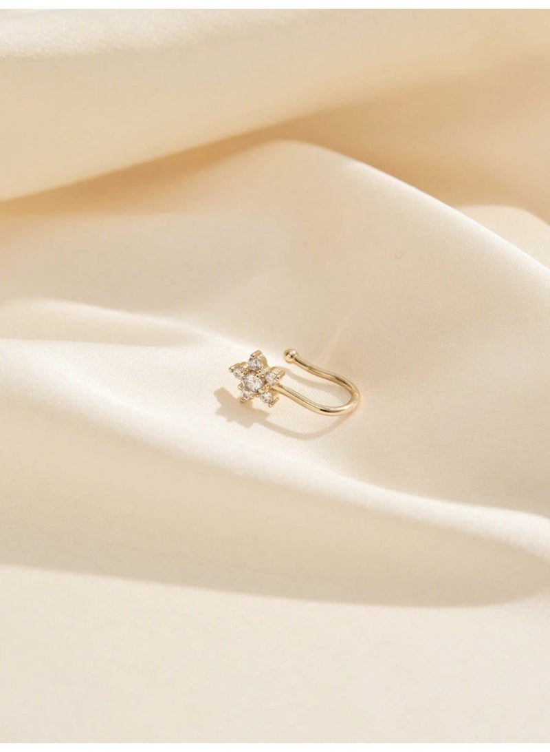 ڤيا حلق أنف أنثوي بزخرفة زهرة زركون. تصميم فاخر وناعم للنساء - Image 4